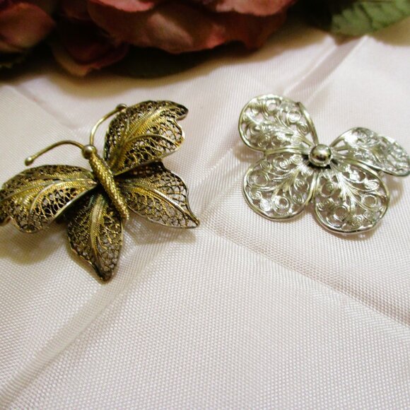 Vintage DESIGNER Butterfly Brooch Lot: Trifari, Liz Claiborne, Emmons - Picture 8 of 10
